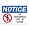 Signmission OSHA Notice Sign, 3.5" Height, 5" Width, NOTICE No Admittance Apply At Office Sign, Landscape OS-NS-D-35-L-15971 - alternate 1